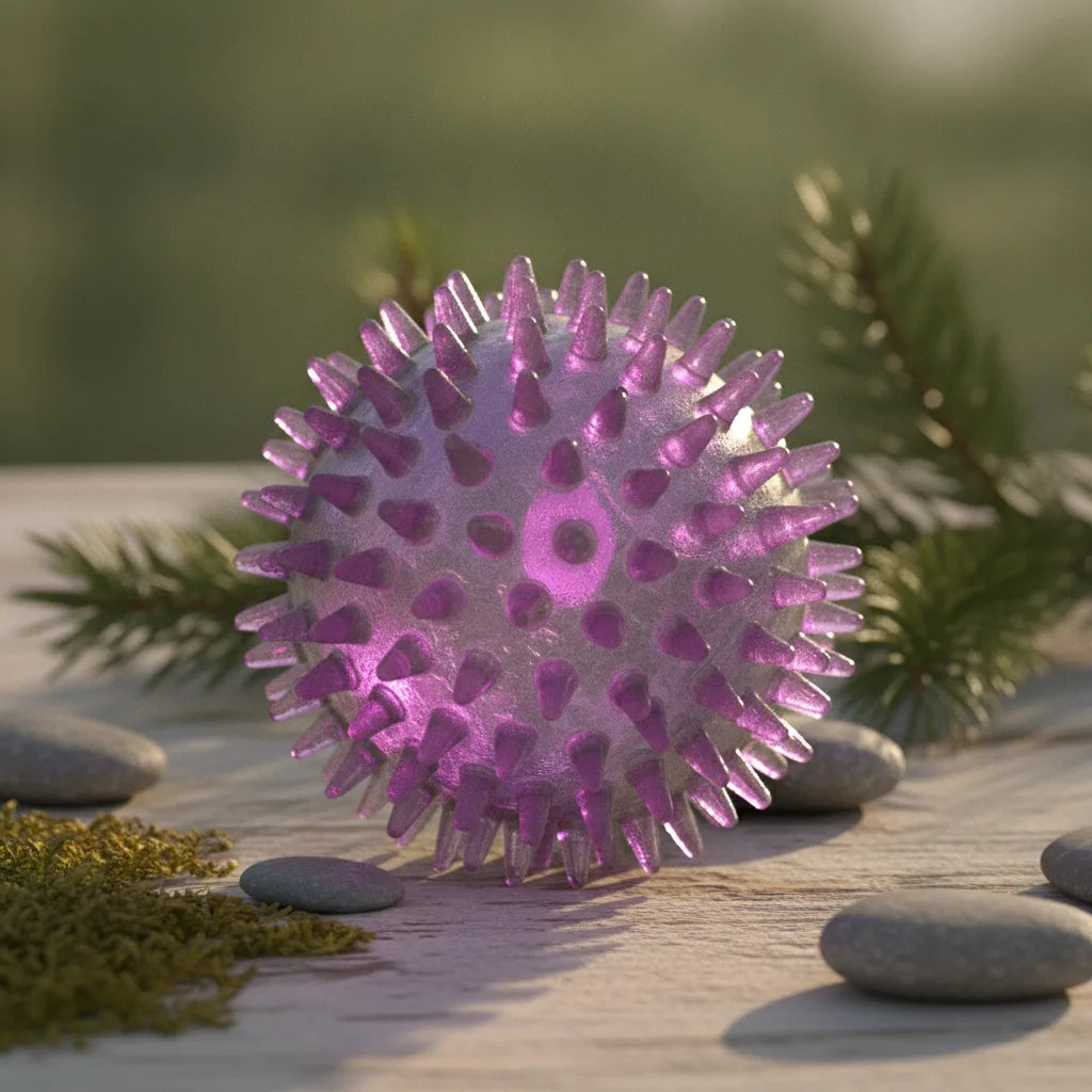 Balle a picots couineuse pour chien, coloris violet