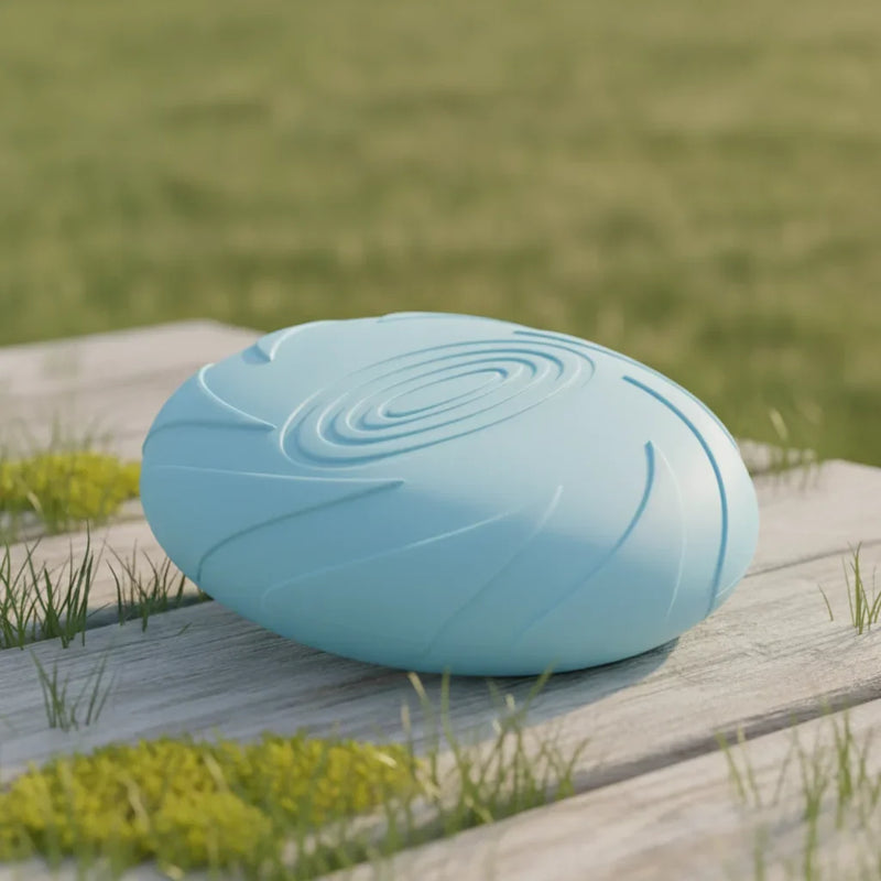 Frisbee en silicone souple pour chien, coloris bleu ciel