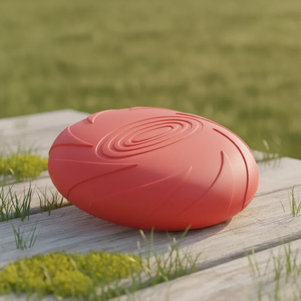 Frisbee en silicone souple pour chien, coloris rouge corail