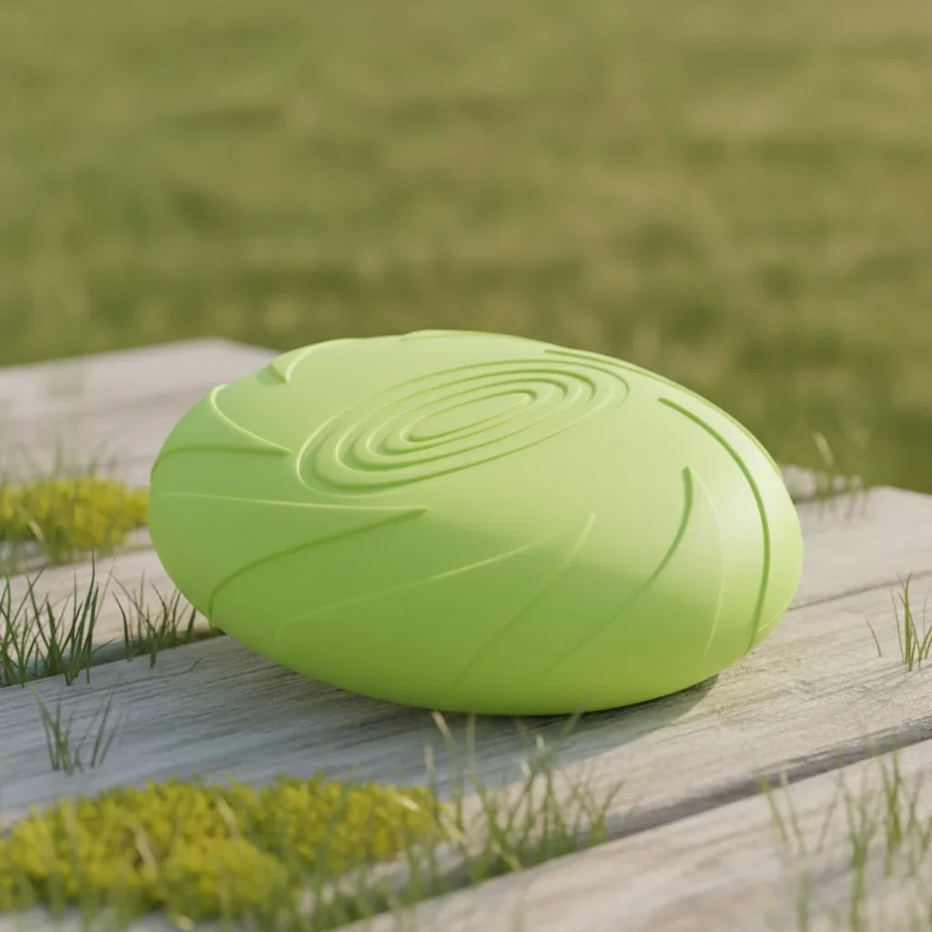 Frisbee en silicone souple pour chien, coloris vert anis