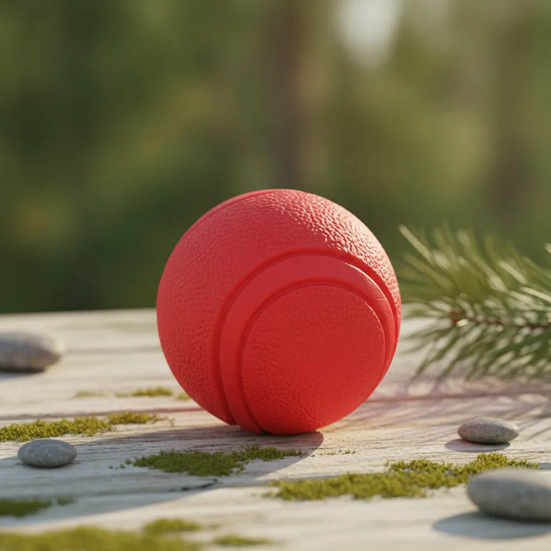 Balle en caoutchouc rouge pour chien, jouet solide et rebondissant